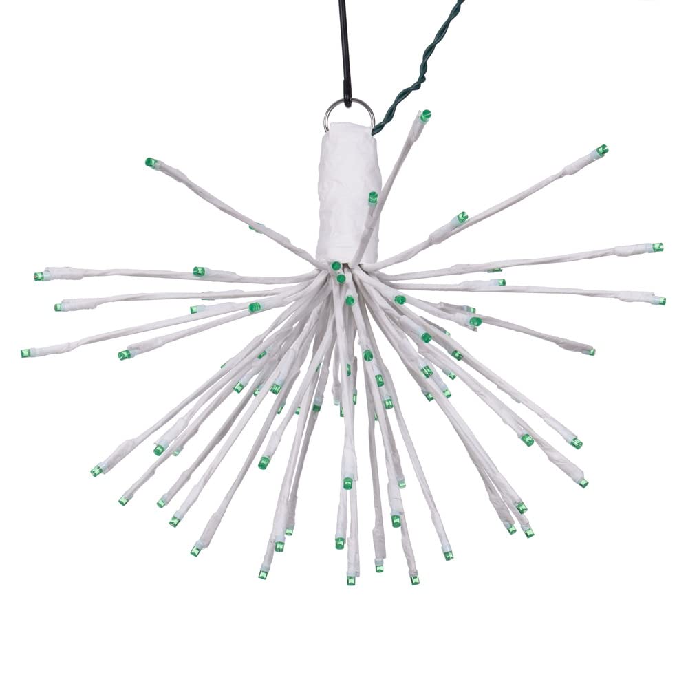Vickerman 80Lt x 16&quot; White Starburst Green 5mm LED Lights.