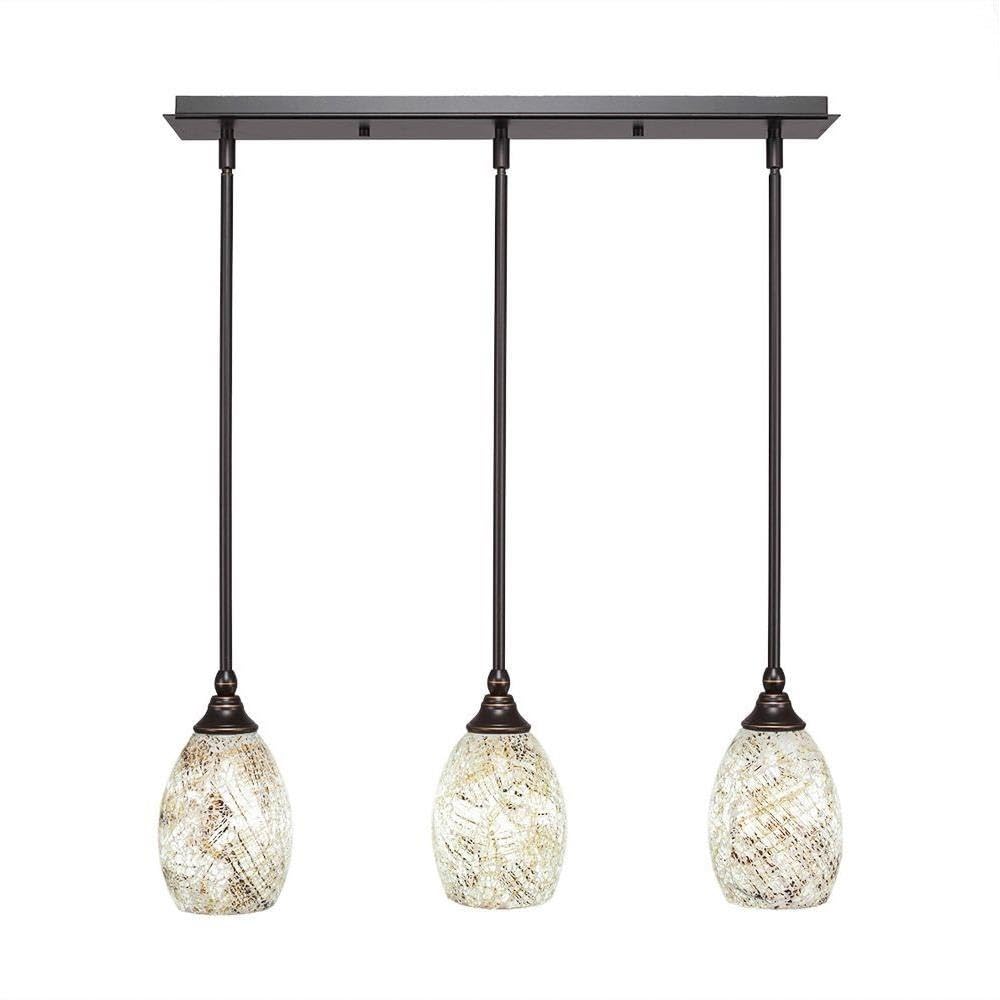 Toltec Lighting 25-Dg-5054 3 Light Multi-Light Mini Hang Straight Swivel Pendant With Natural Fusion Glass, 5&quot;, Dark Granite