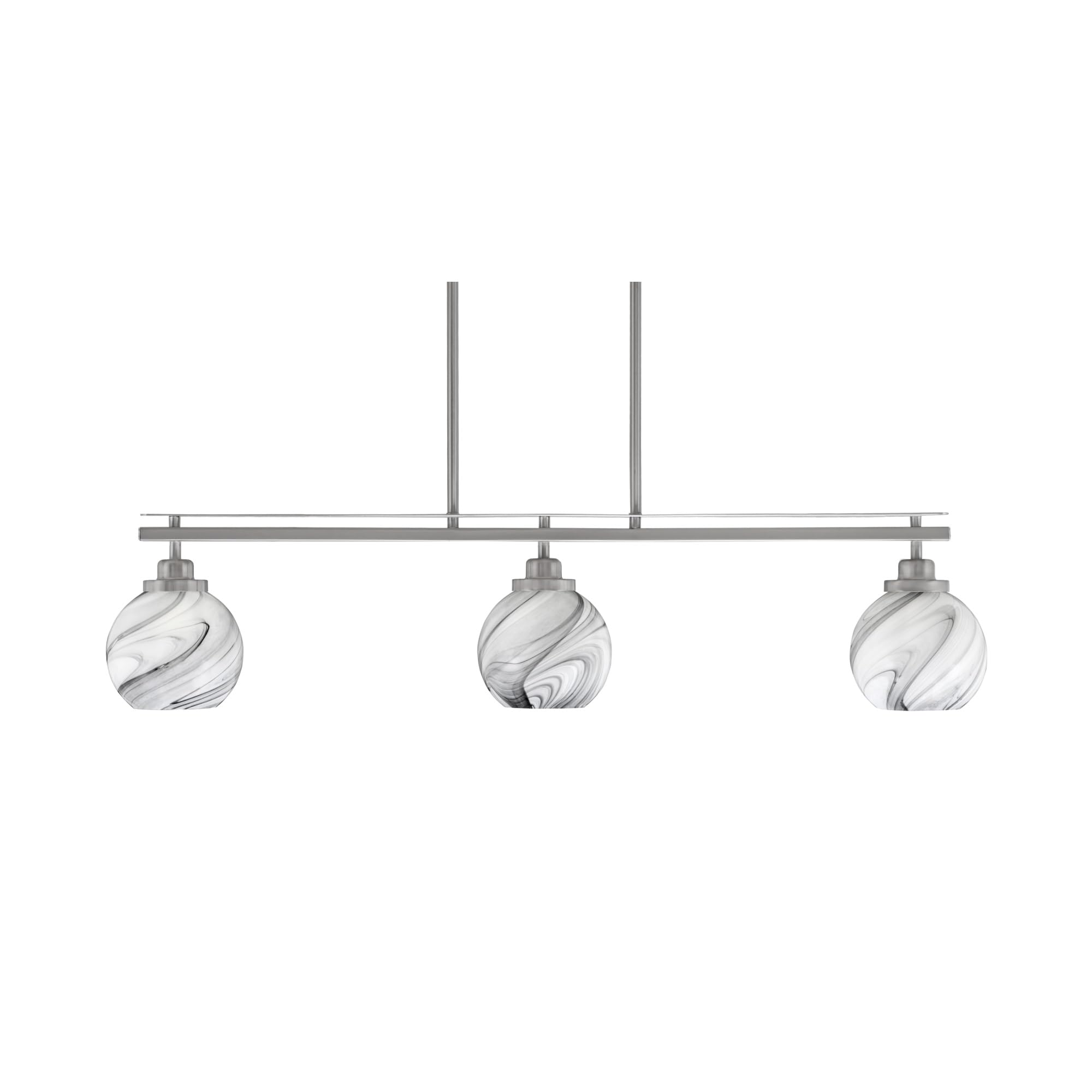 Toltec Lighting Odyssey 3 Light Island Light, Brushed Nickel Finish, 5.75in Onyx Swirl Glass