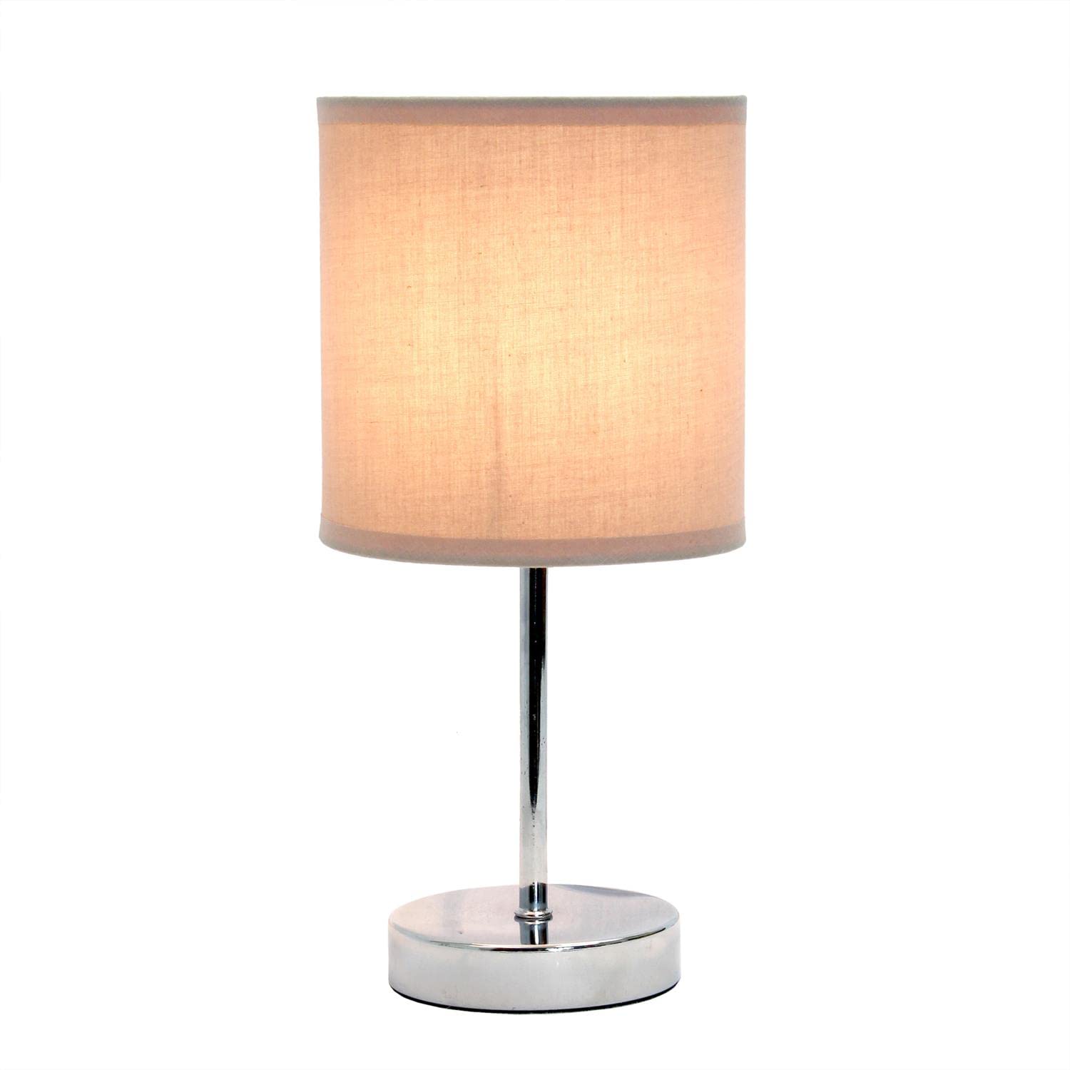 Creekwood Home Nauru 11.81&quot; Chrome Metal Bedside Table Lamp With Fabric Shade