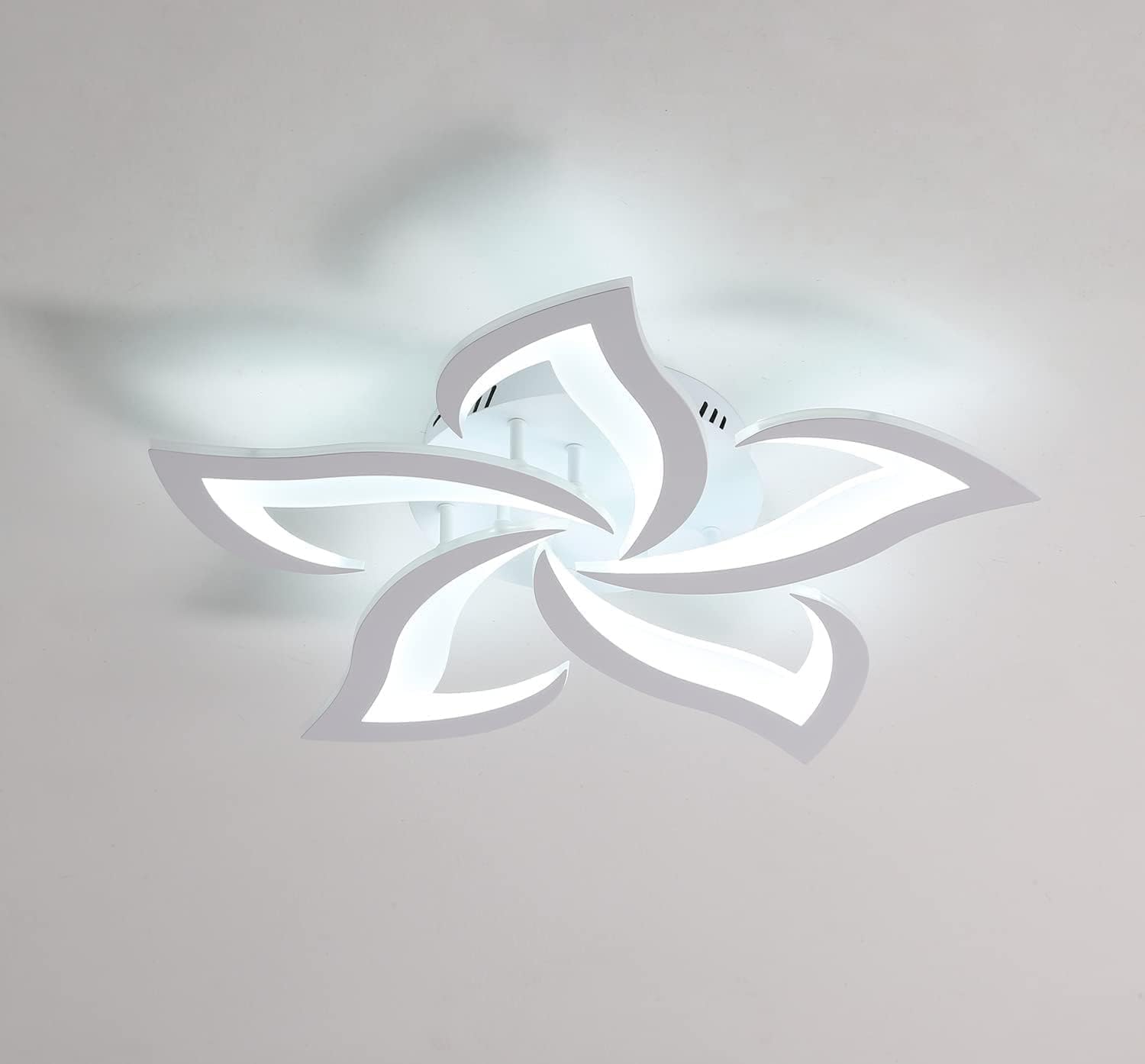 Tealight 5-Petal Flower LED Ceiling Light Fixture, 23.6 inch 6500K Cool White Modern LED Flush Mount Ceiling Lights, White Acryl