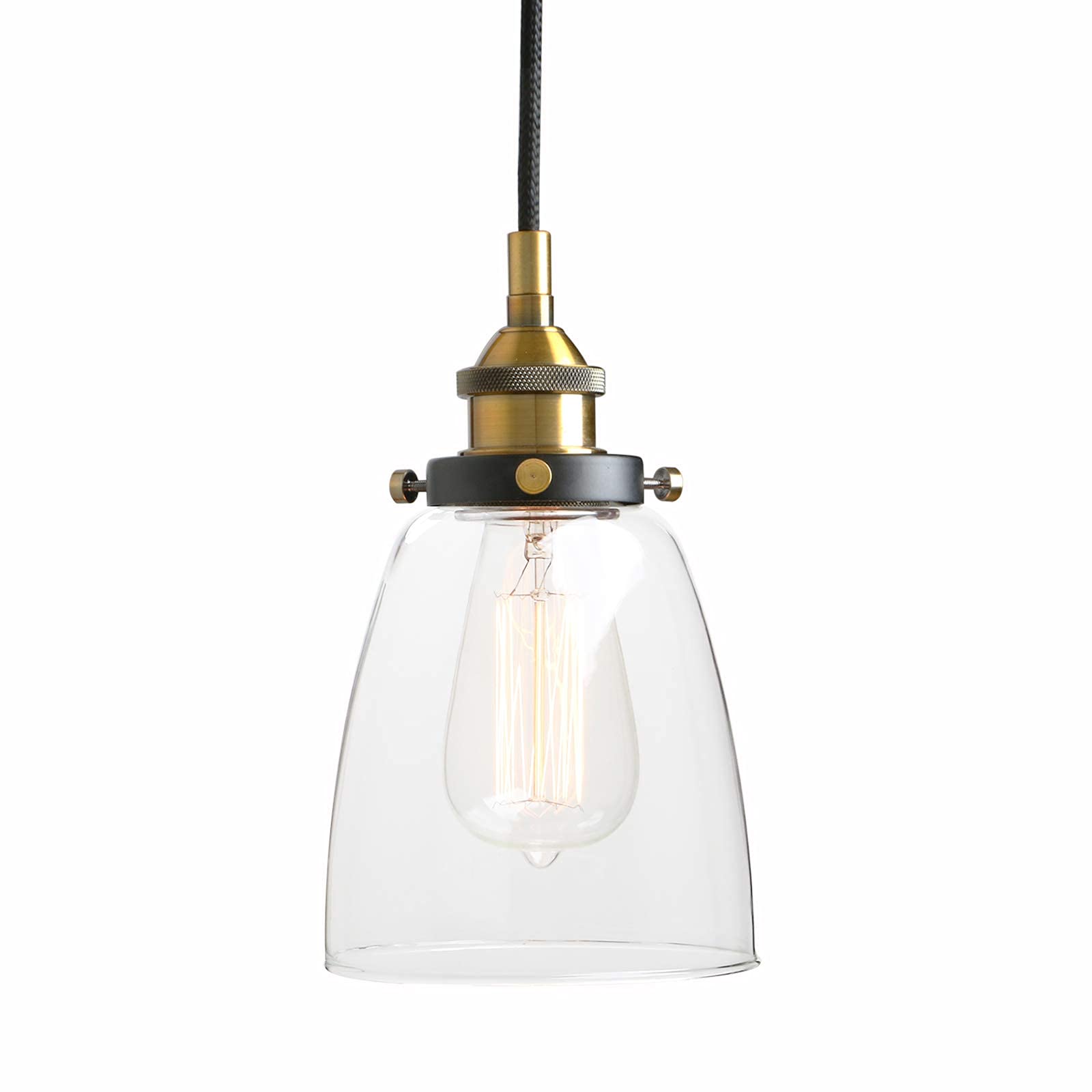 Pathson Retro Pendant Light, Industrial Hanging Lamp, Adjustable Clear Glass, Antique Metal, Model Yt030-D