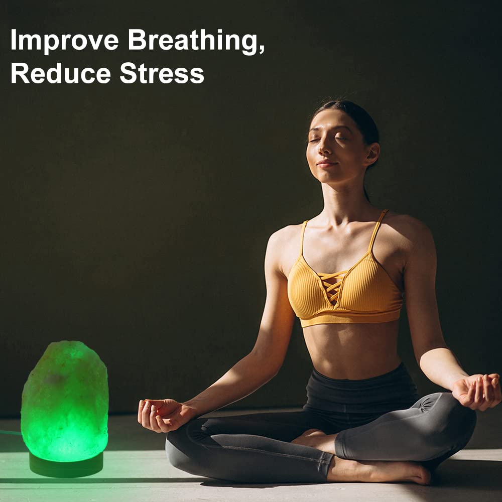 Fanhao Usb Himalayan Salt Lamp, 8 Color Changing, Hand Carved Natural Rock, Led Base - Multicolor