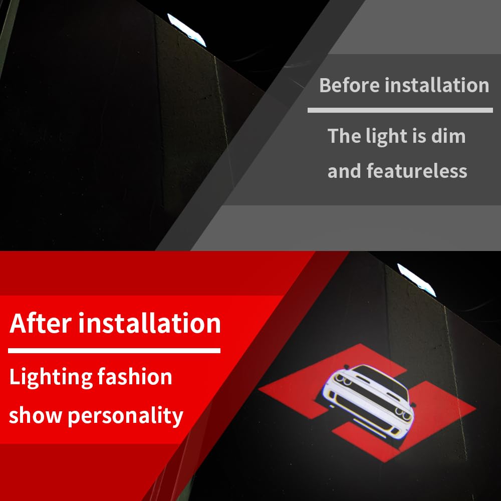 2 Pcs Car Door Logo Lights Compatible For Challenger 2015-Present Courtesy Led Ghost Shadow Light Projector Lamps Accessories (R