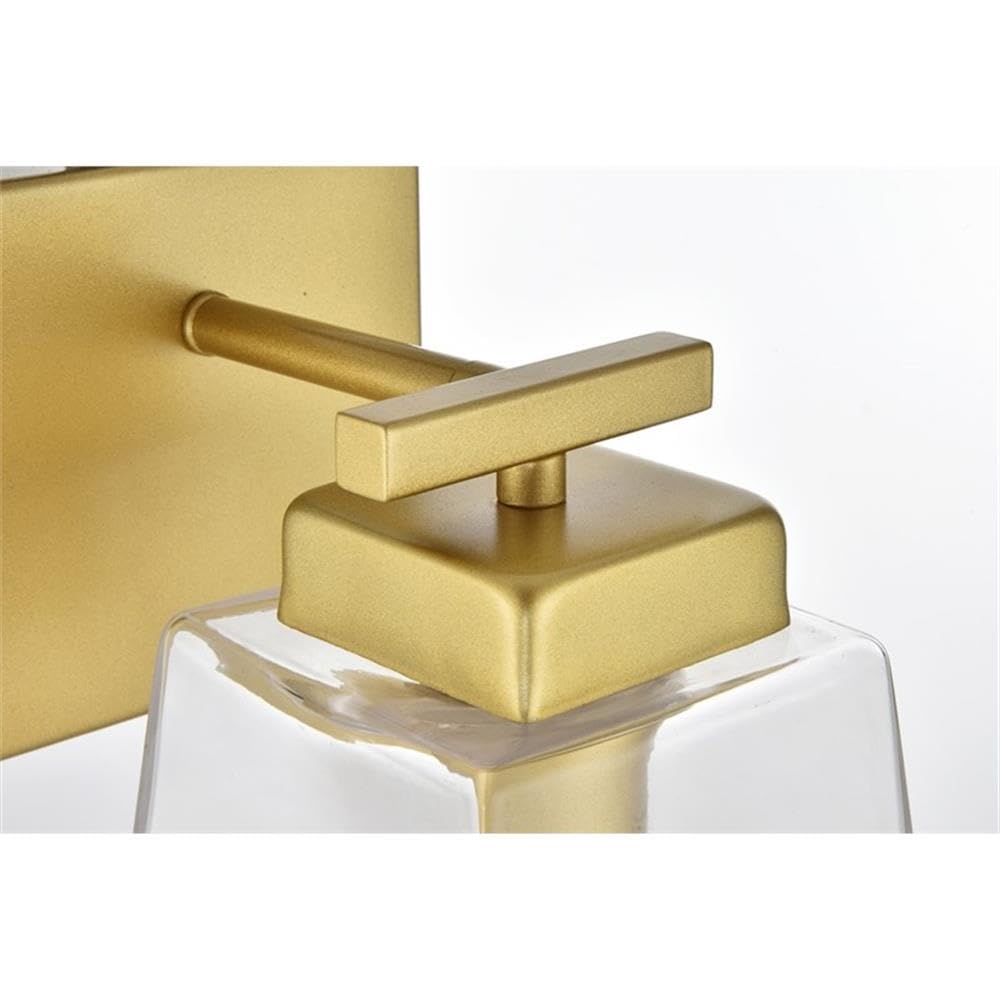 Living District Merrick 1-Light Iron & Glass Bath Sconce in Brass/Clear