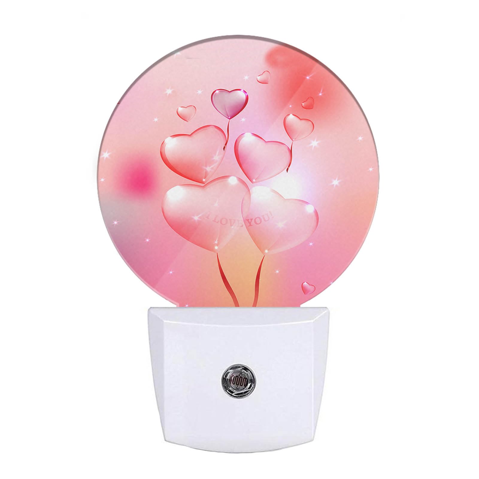 EKOBLA Valentine Romantic Pink Night Light Love Heart Shape Balloons Night Lights Plug into Wall Auto Sensor LED Night Lamp for 
