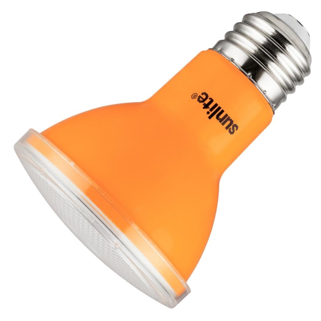 Sunlite LED PAR20 Colored Recessed Light Bulb, 3W (50W Equivalent), Medium E26 Base, Floodlight, Amber, Model 81469, 1 Count