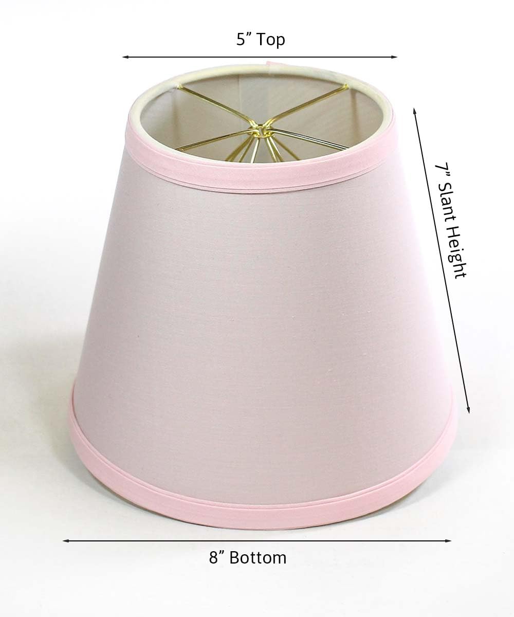 HomeConcept 5x8x7 Empire Linen Edison Clip-On Lampshade, Pale Dogwood Pink - Ideal for Small Table and Desk Lamps