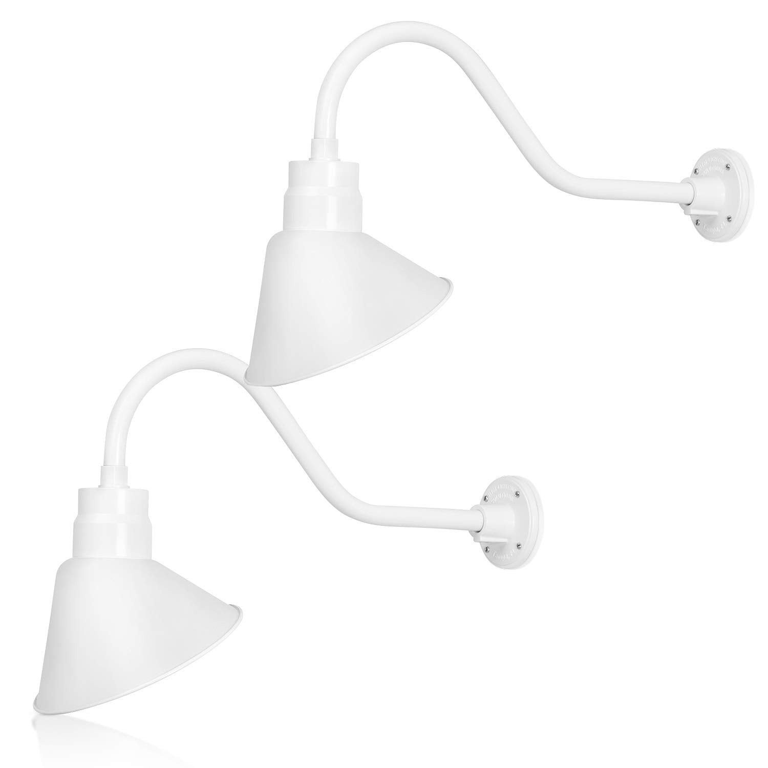 HTM LIGHTING SOLUTIONS Gooseneck Sign Light Fixture - 10in. White Shade, 22in. Arm, Alloy Steel, UL Listed, 9W LED Bulb, 