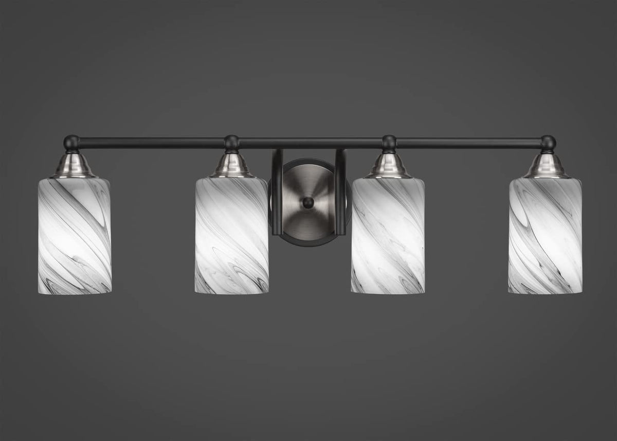 Toltec Lighting Paramount 4 Light Bath Bar In Matte Black & Brushed Nickel (3424-Mbbn-3009)