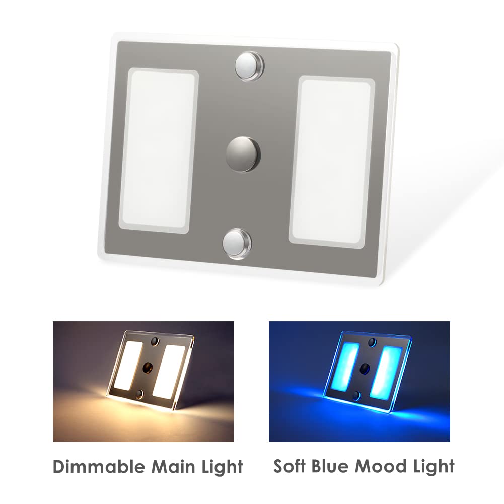 Acegoo Rv Led Ceiling Light 12V Acrylic Panel Light With Touch On/Off Dimming Switch For Camper Van Truck Trailer Cabin Interior Ceiling Under Cabinet Galley Lighting 2-Pack (Cool White, Small)