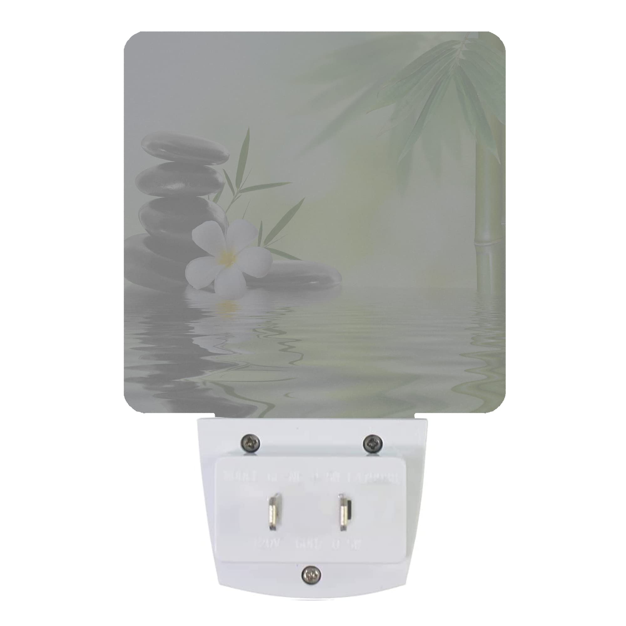 Smoaffly LED Night Light - Zen Stones Bamboo Tree Jasmine Flower, Plug-in Auto Sensor, Dusk-to-Dawn Lamp for Nursery and Home Decor