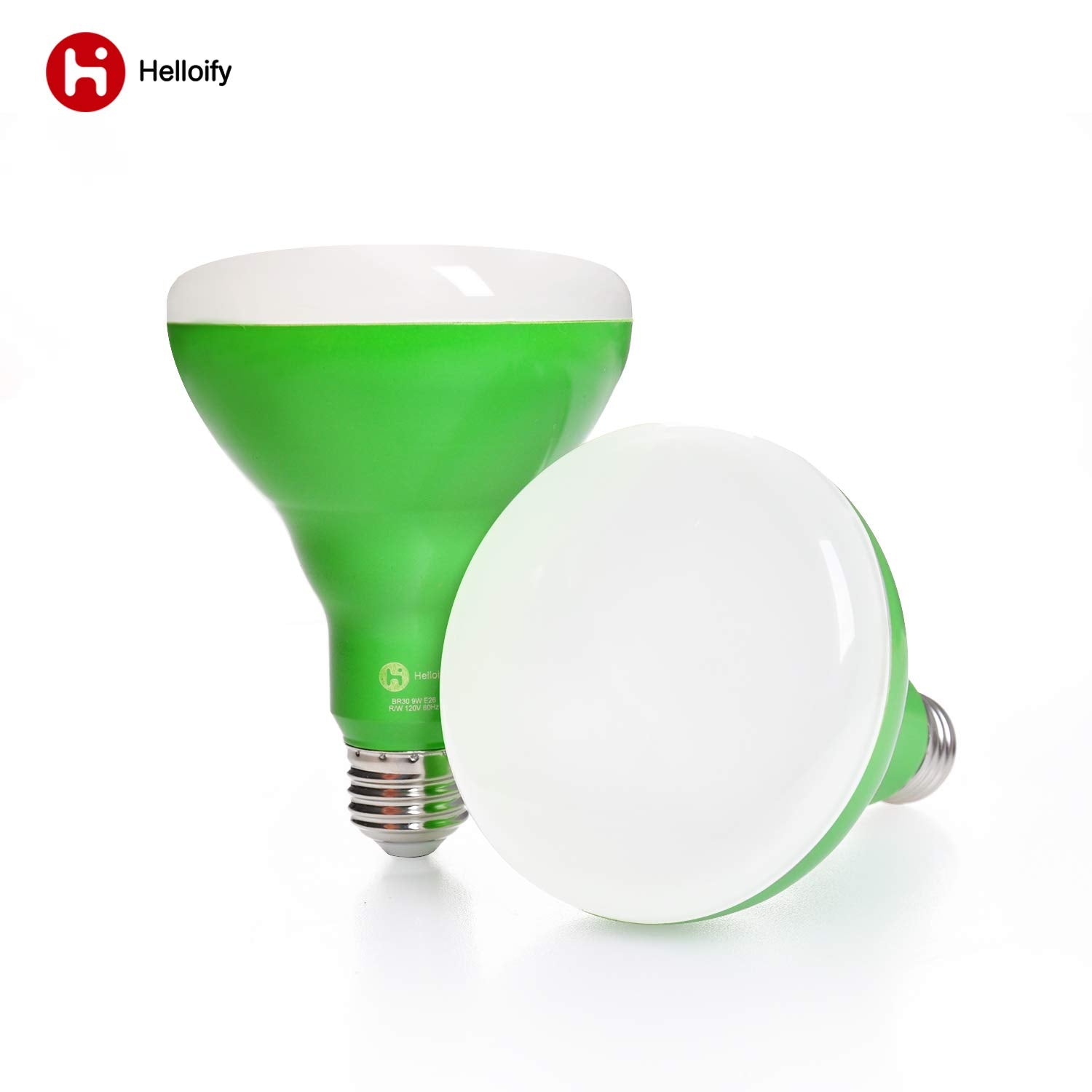 helloify BR30 LED Plant Grow Light Bulb 9W, 2 Count, Ceramic, Pink, Indoor Gardening, White & Red Spectrums