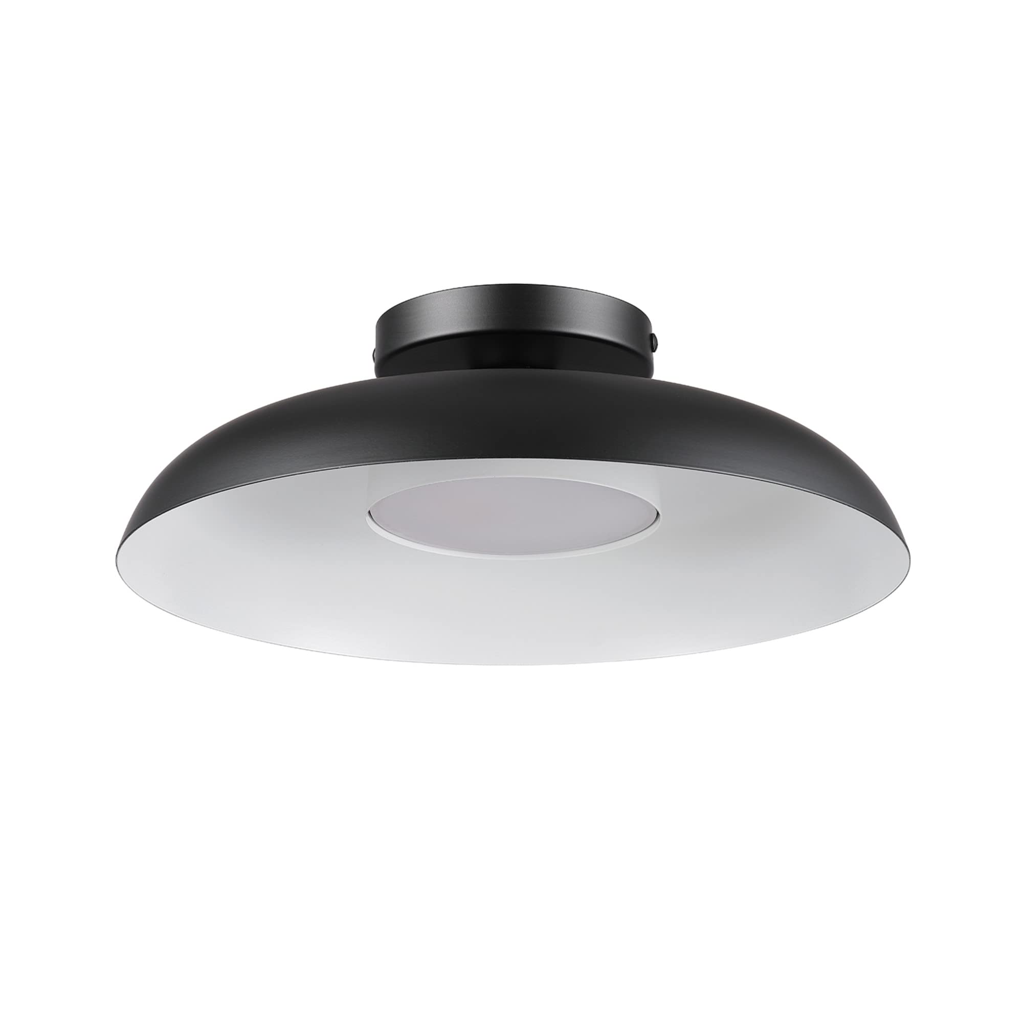 GLOBE Electric 66000075 1-Light 21W Dimmable LED Flush Mount Ceiling Light, Matte Black, White Interior Shade, 800 Lumens, 3000 