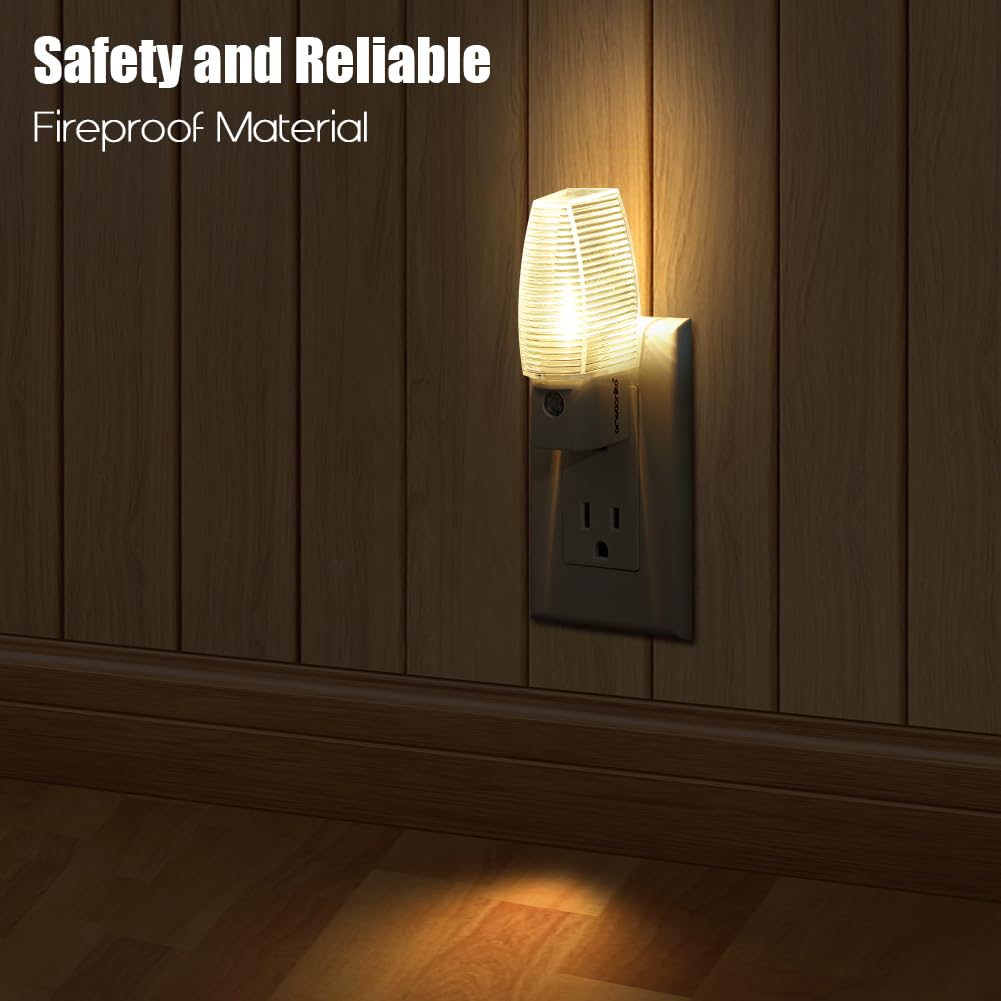 Emotionlite 8 Pack Warm White LED Night Lights with Dusk to Dawn Sensor, Ideal for Kids' Nursery, Bedroom, Bathroom, Hallway, Stairs