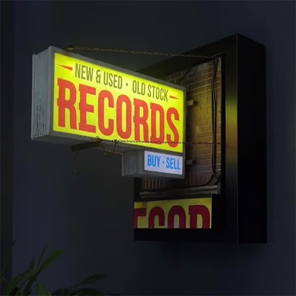 Generic Record Store Retro Wall Light - Vintage Vinyl Decor, 2L" x 1W", Music Lover Gift, Retro Room Aesthetic