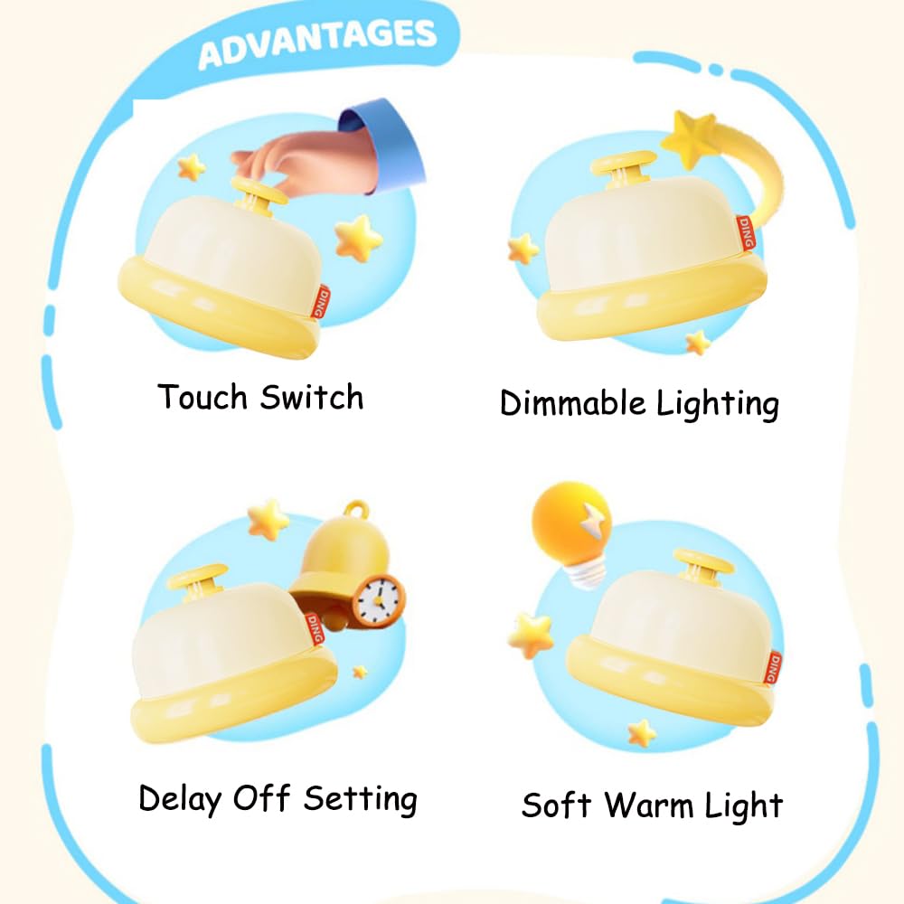 ipalmay Dimmable Night Light, USB Rechargeable, Toddler Bedside Lamp, Stress Relief Toy, Easy Color