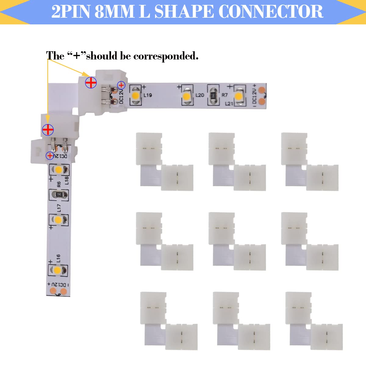 Nisico 2 Pin Led Strip Connector,Include Solderless Connectors,Dc Connector And 2 Way Splitter For 8Mm 3528/2835 Led Strip Light