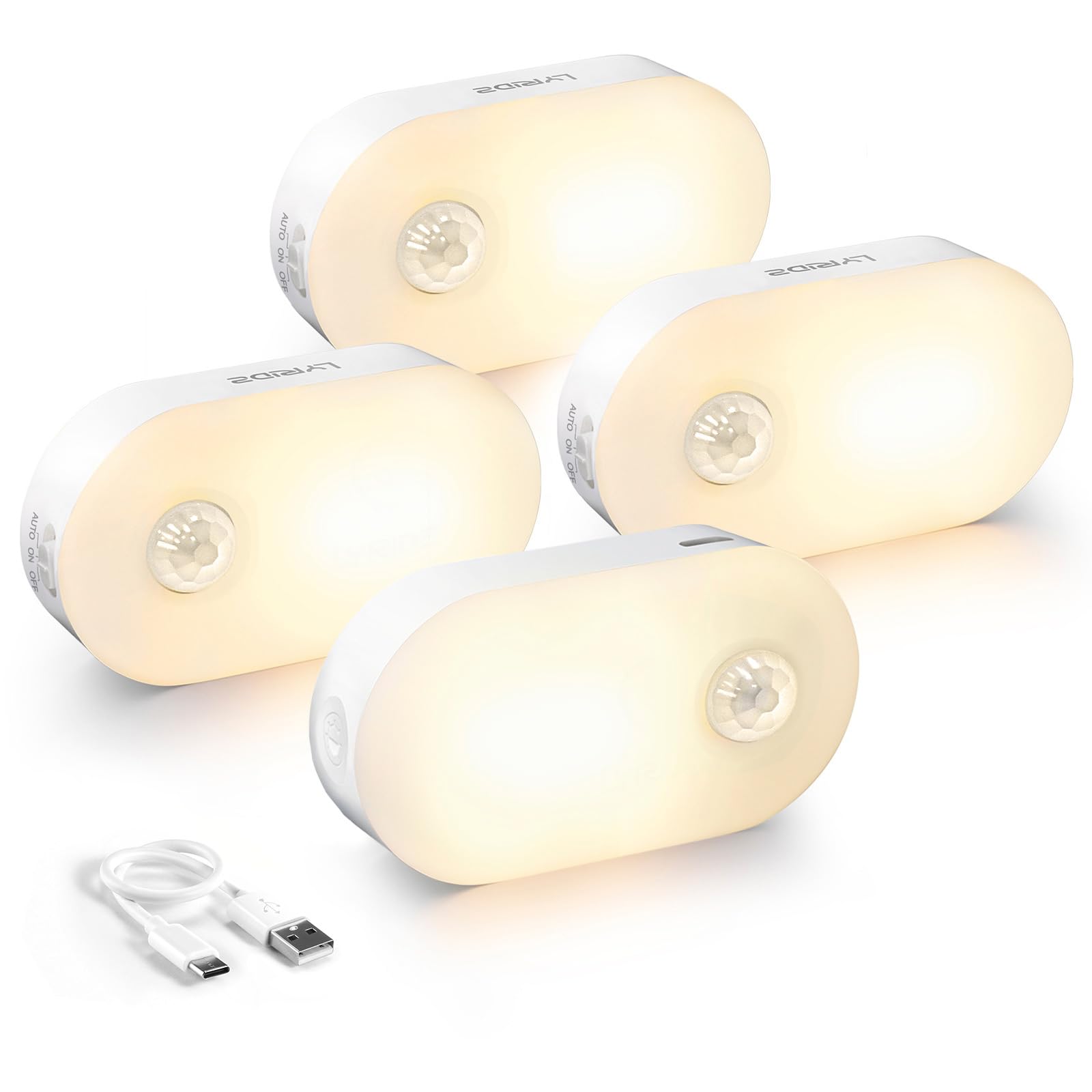 Lyridz Rechargeable Battery Night Light with Motion Sensor, Stick on Anywhere, 1-20LM Dimmable LED Nightlights for The Bedroom, 
