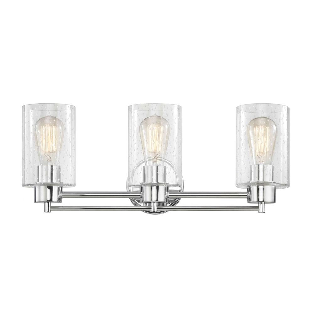 Design Classics Chrome 3-Light Seeded Glass Bathroom Light Fixture