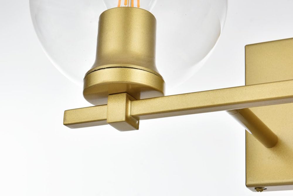 Living District Juelz 2-Light Iron & Glass Bath Sconce in Brass/Clear