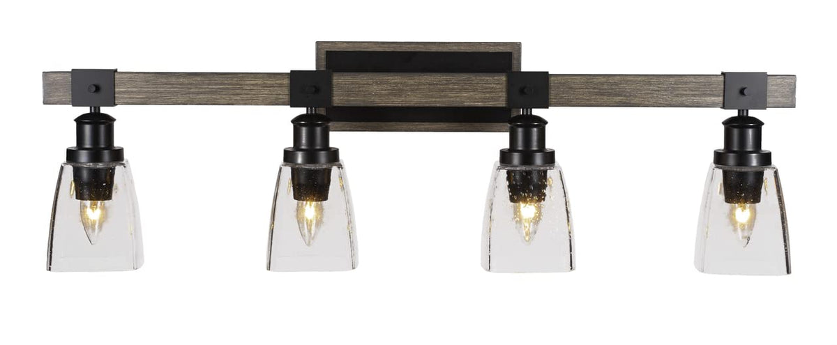 Tacoma - 4 Light Bath Bar-10.75 Inches Tall And Inches Wide-Black/Painted Wood Finish-Clear Bubble Glass Color