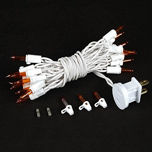 Novelty Lights Mini Light String, 8.5ft, 20 Bulbs, Amber Color, Non-Connectable, 4in Bulb Spacing, Model CG20/NS-W-AM