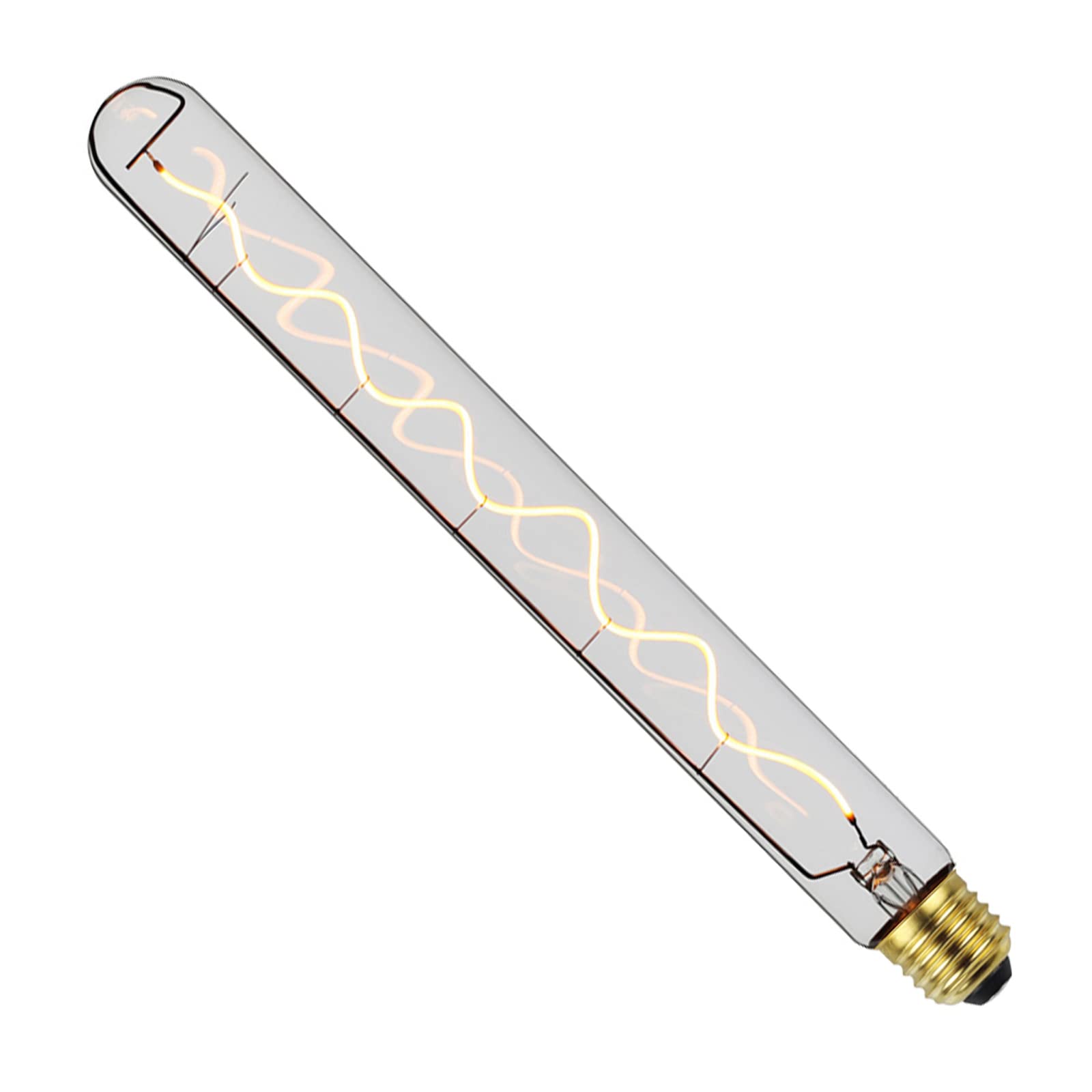 Woparu Long Test Tube Spiral Vintage Edison Filament Light Bulb,T10/T32 Medium (E26) Standard Base E27,4W 2200K Dimmable Led Edi