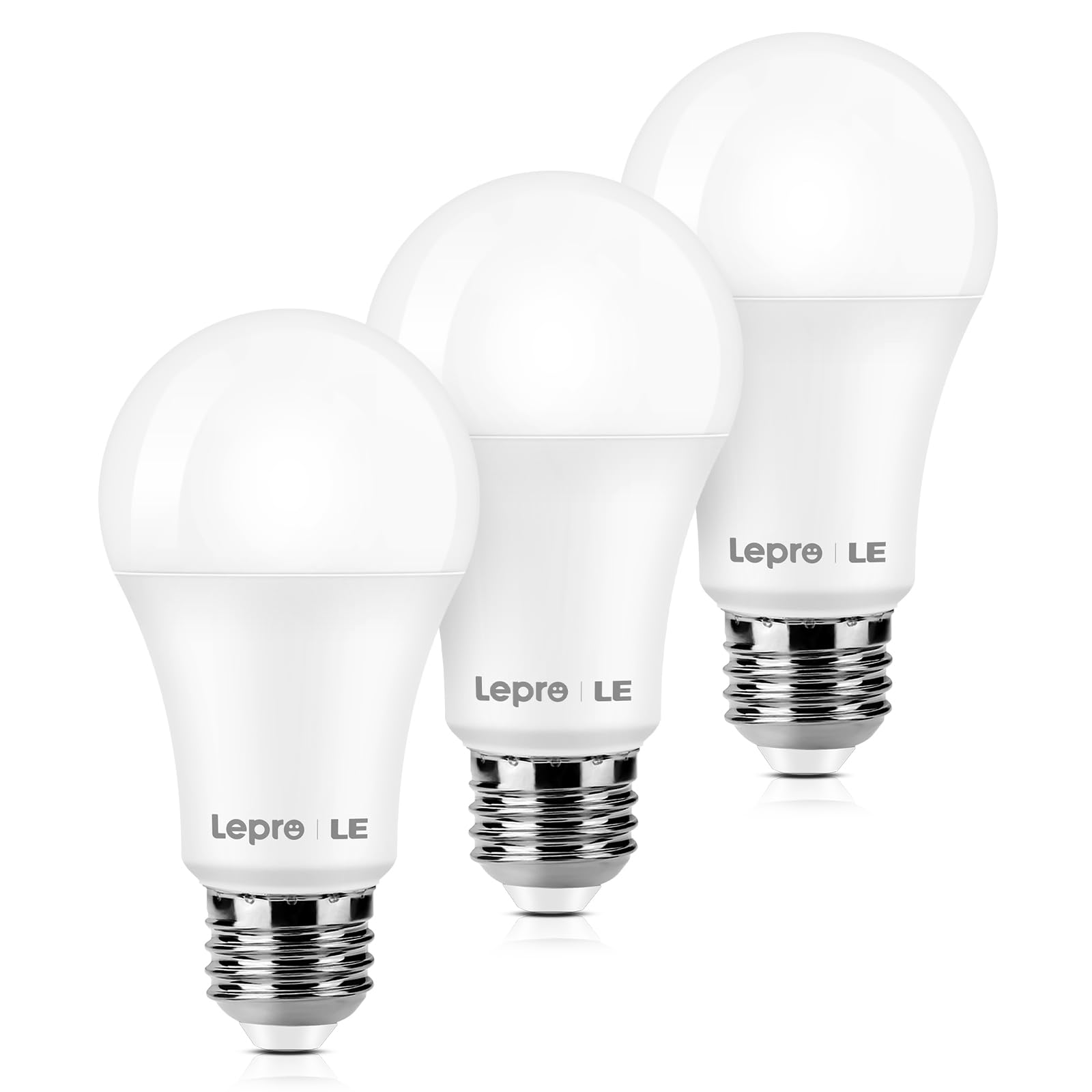Lepro 100W Equivalent LED Light Bulbs, 14W 1500 Lumens 2700K Warm White Non-Dimmable, A19 E26 Standard Base, 10000 Hour Lifetime, Pack of 3