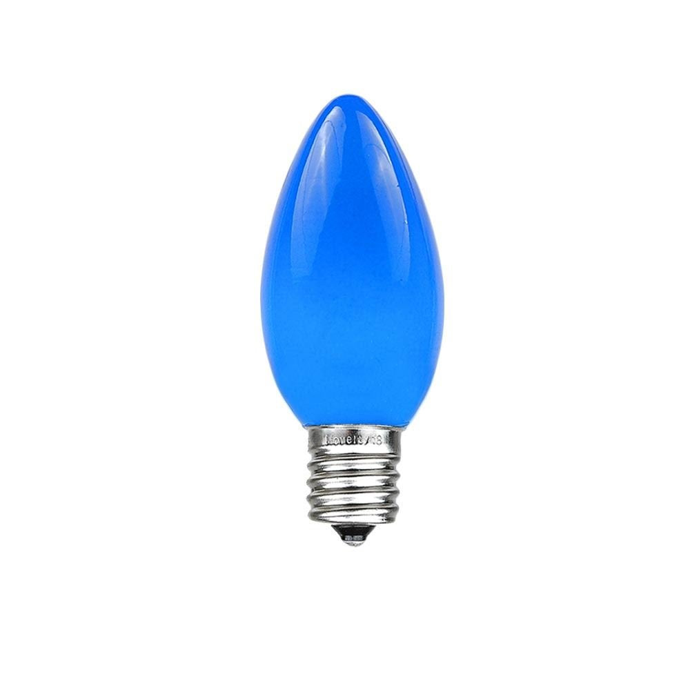 Novelty Lights Ceramic Christmas Replacement Bulbs - Outdoor Individual Bulbs for Events, Holiday Parties, Patios, and More - C7/E12 Candelabra Base, 5 Watt Lights (Blue, 25 Pack)