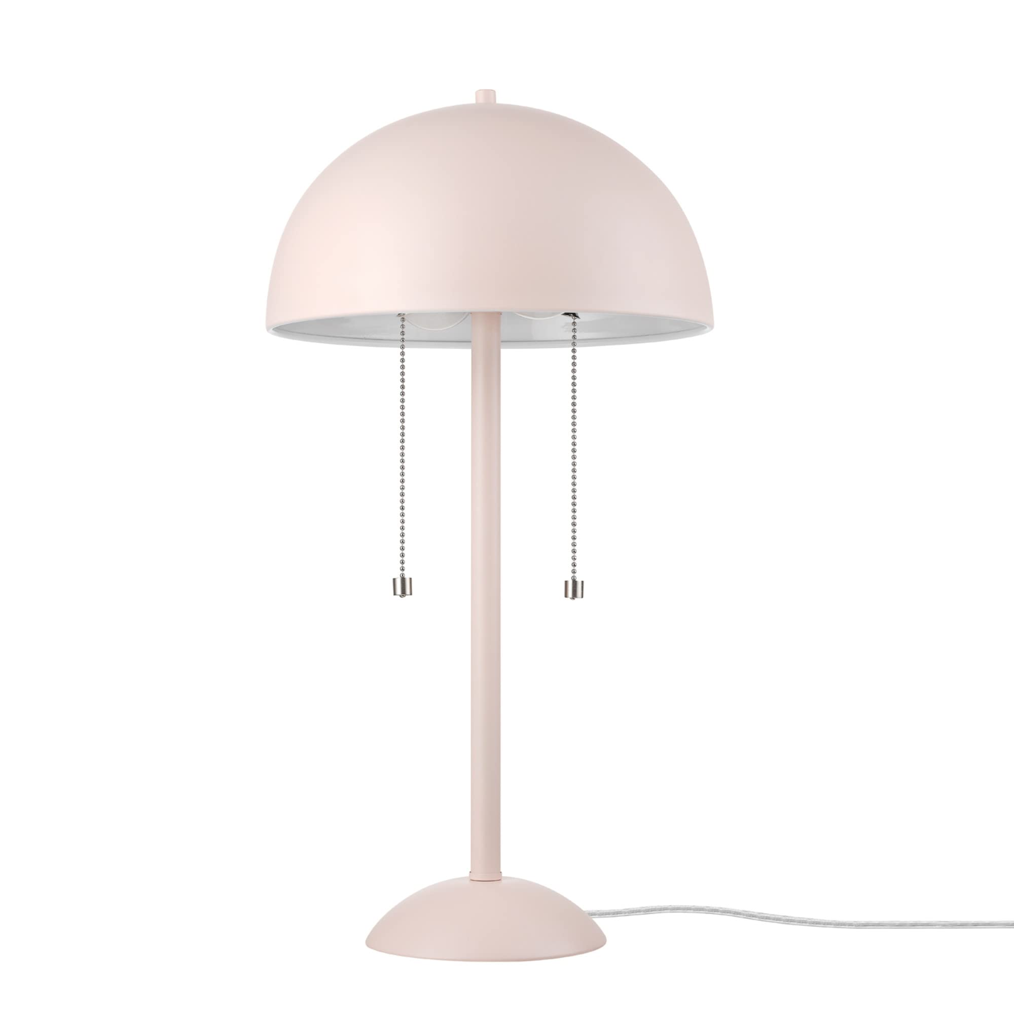 Globe Electric 65531 Luna 21'' 2-Light Table Lamp, Matte Blush Pink, Double Plated Nickel On/Off Pull Chains