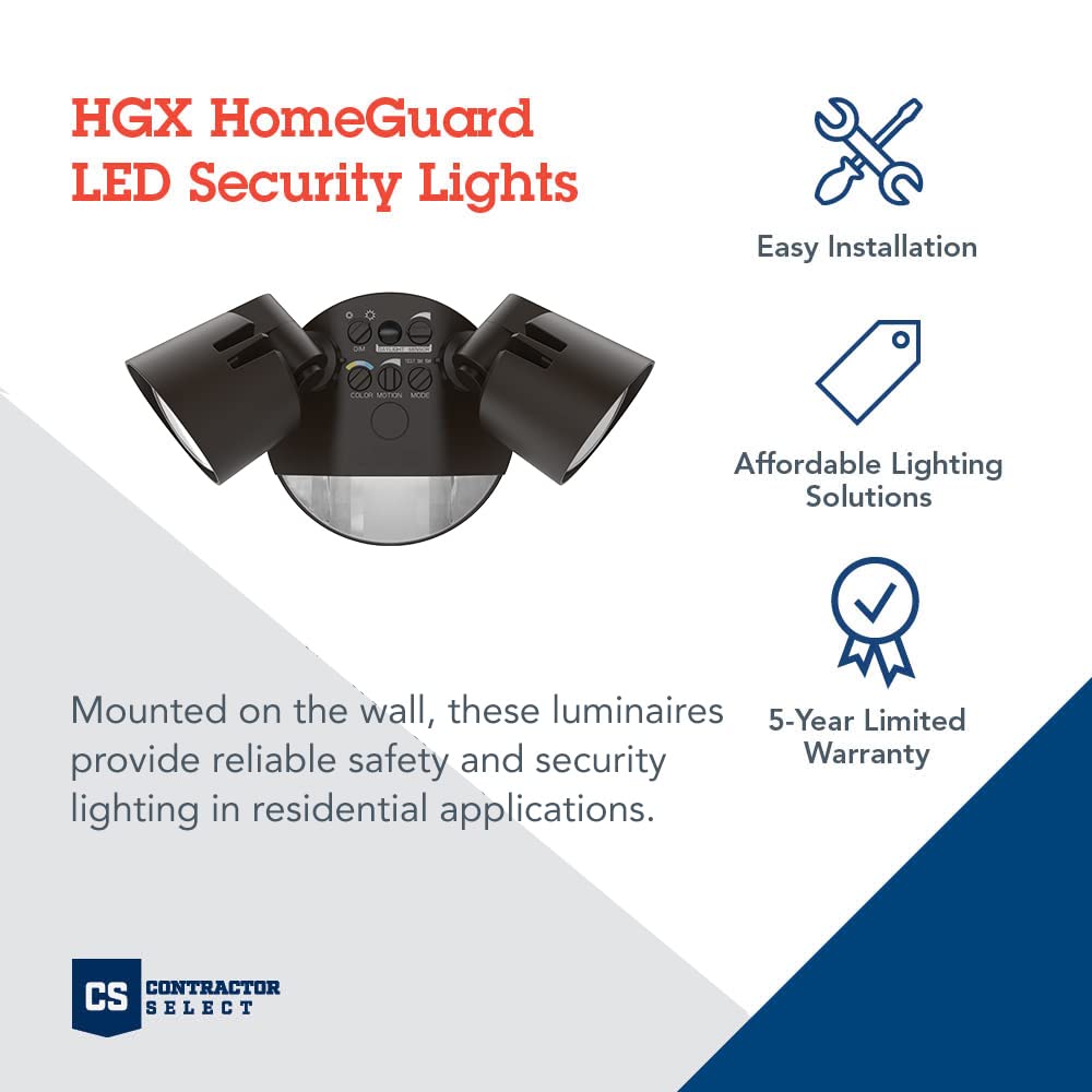 Lithonia Lighting HGX LED Flood Light, 2-Light, Photocell Sensor, Motion Detection, Dark Bronze