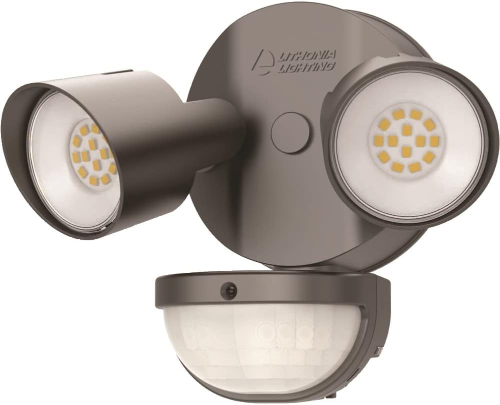 Lithonia Lighting 2-Light LED Outdoor Flood Lights with Motion Sensor, Dusk to Dawn, Dark Bronze, Model HGX LED 2RH 40K 120 MO DDB M2