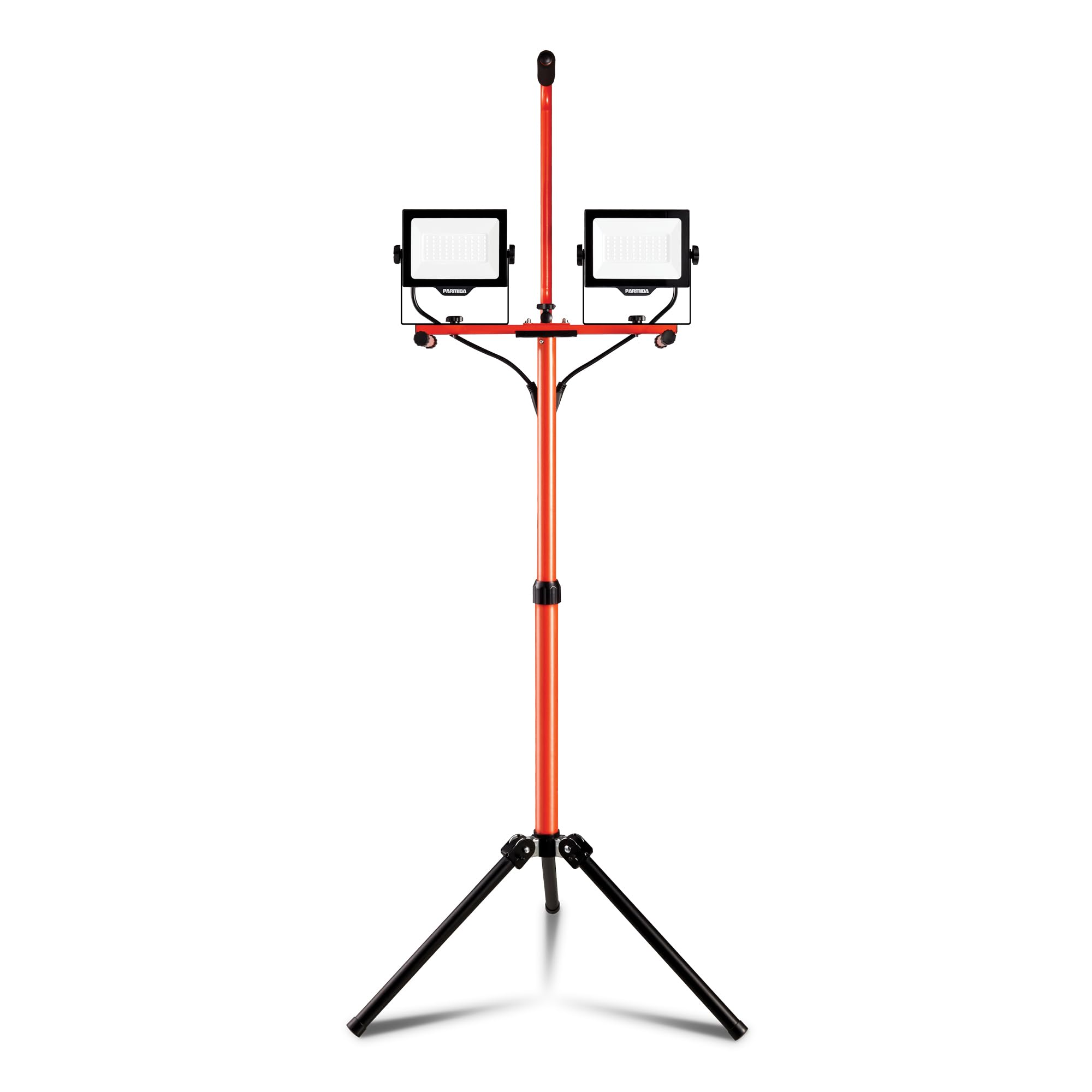 Parmida Led Dual-Head Work Light With Telescoping Tripod Stand Up To 6 Ft Tall, Ul Approved Cable, Durable Metal Body, 10,000 Lumen, 100W, Ip65 Waterproof, Rotating & Detachable Heads, 8 Ft Power Cord