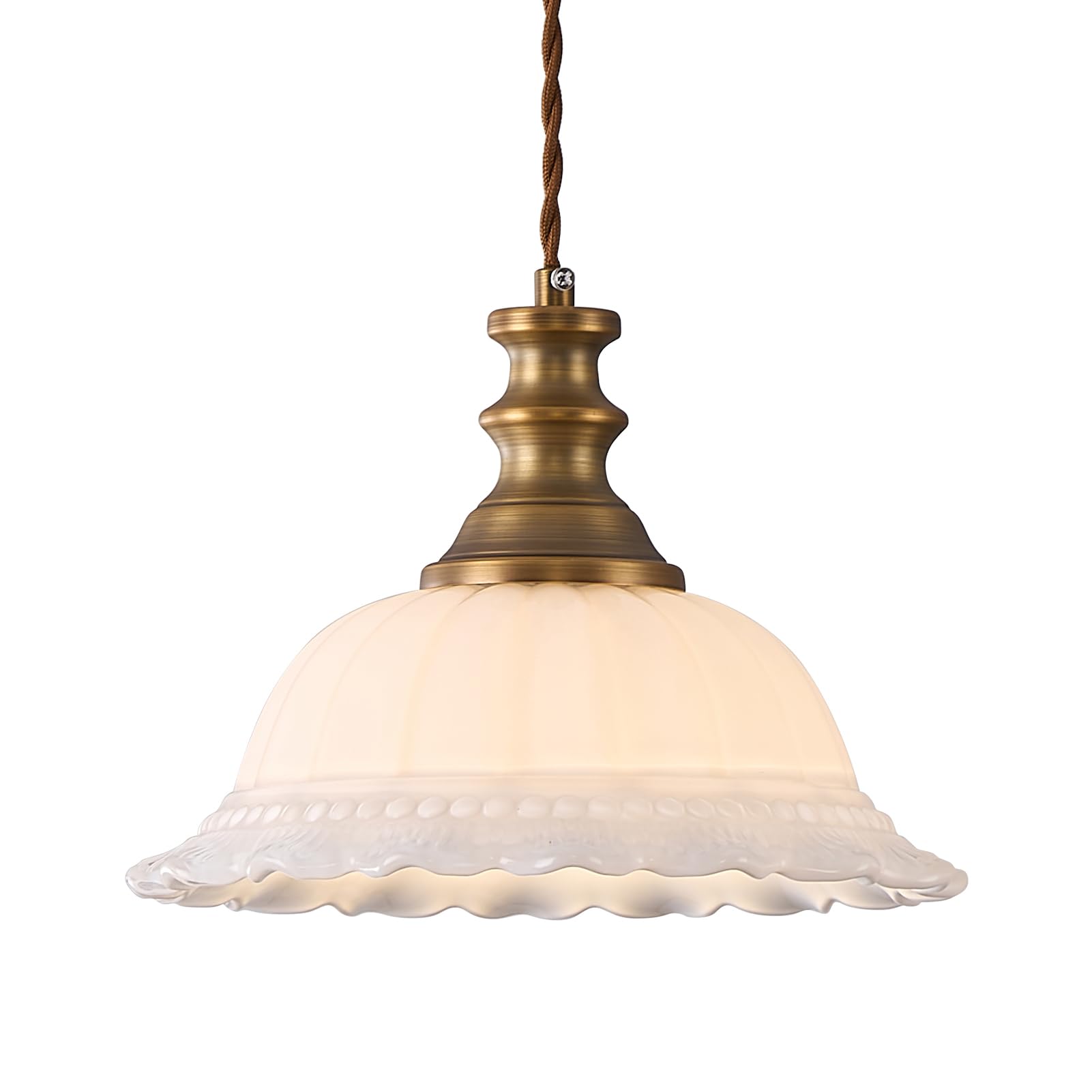 HDDFL White Glass Pendant Lights Modern Pendant Lighting Fixtures 11.8 in Hanging Lamp for Kitchen Island Bedroom Dining Room Co