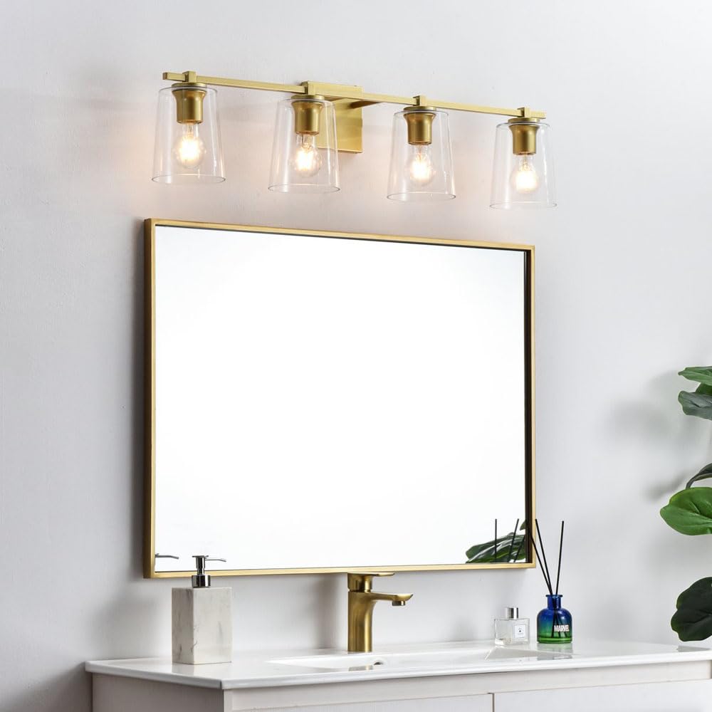 Living District Kacey 4-Light Iron & Glass Bath Sconce in Black/Clear