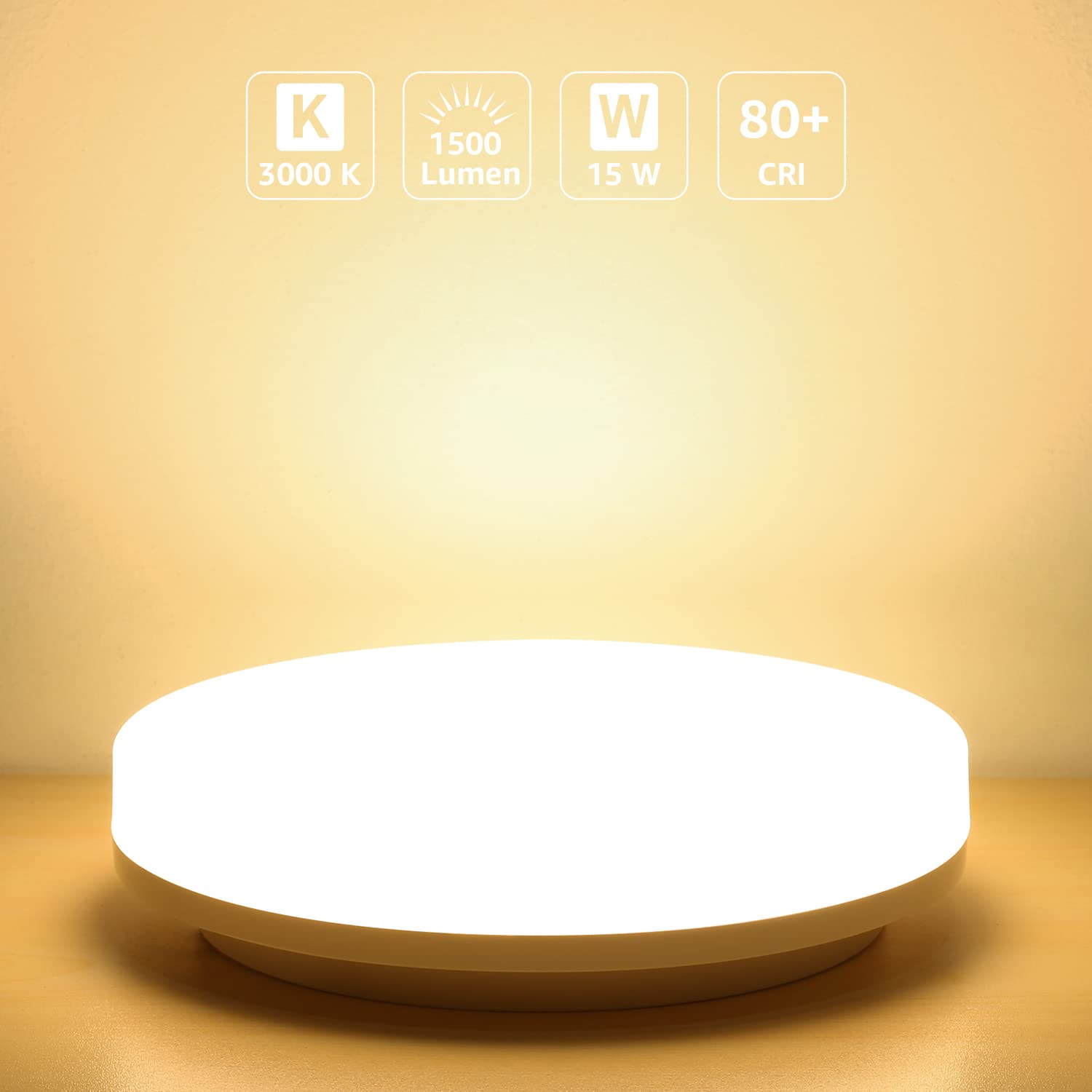 Lepro 8.7 Inch 15 Watt Flush Mount Led Ceiling Light Fixture For Bathroom Waterproof Soft Warm White 3000 Kelvin 1250 Lumen 120