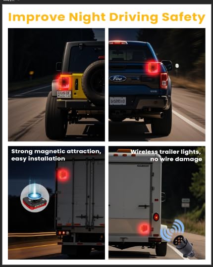 manchoose 2-Pack Wireless Magnetic LED Trailer Light Set ,Ip67 Waterproof Wireless Trailer Lights Kit, Portable for Pickup Truck