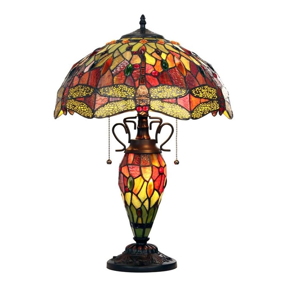 CHLOE Lighting Dragonfly 3-Light Table Lamp, Double Lit, Metal, Dark Bronze, Model CH3T471RD16-DT3