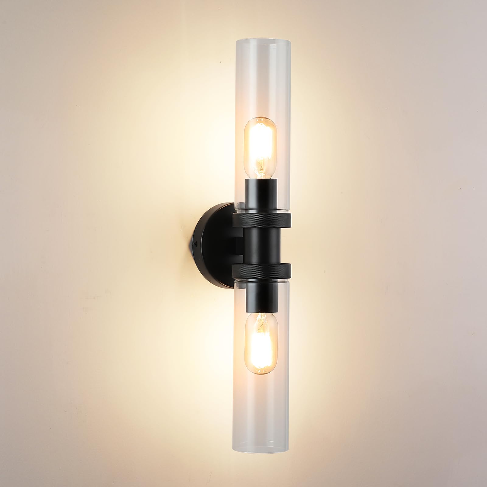 Ecobrt 2 Light Bathroom Vanity Light Side Mirror Farmhouse Bathroom Light Fixtures Black, E26 Wall Lamps For Bedroom, Industrial