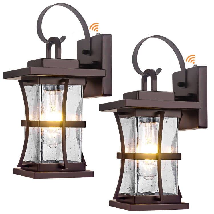 2-Pack Dusk To Dawn Outdoor Lighting - Oil Rubbed Bronze Exterior Porch Light Fixtures Wall Mount, 100% Anti-Rust Brown Outside Wall Sconce, Waterproof Dusk To Dawn Wall Lights For House Garage