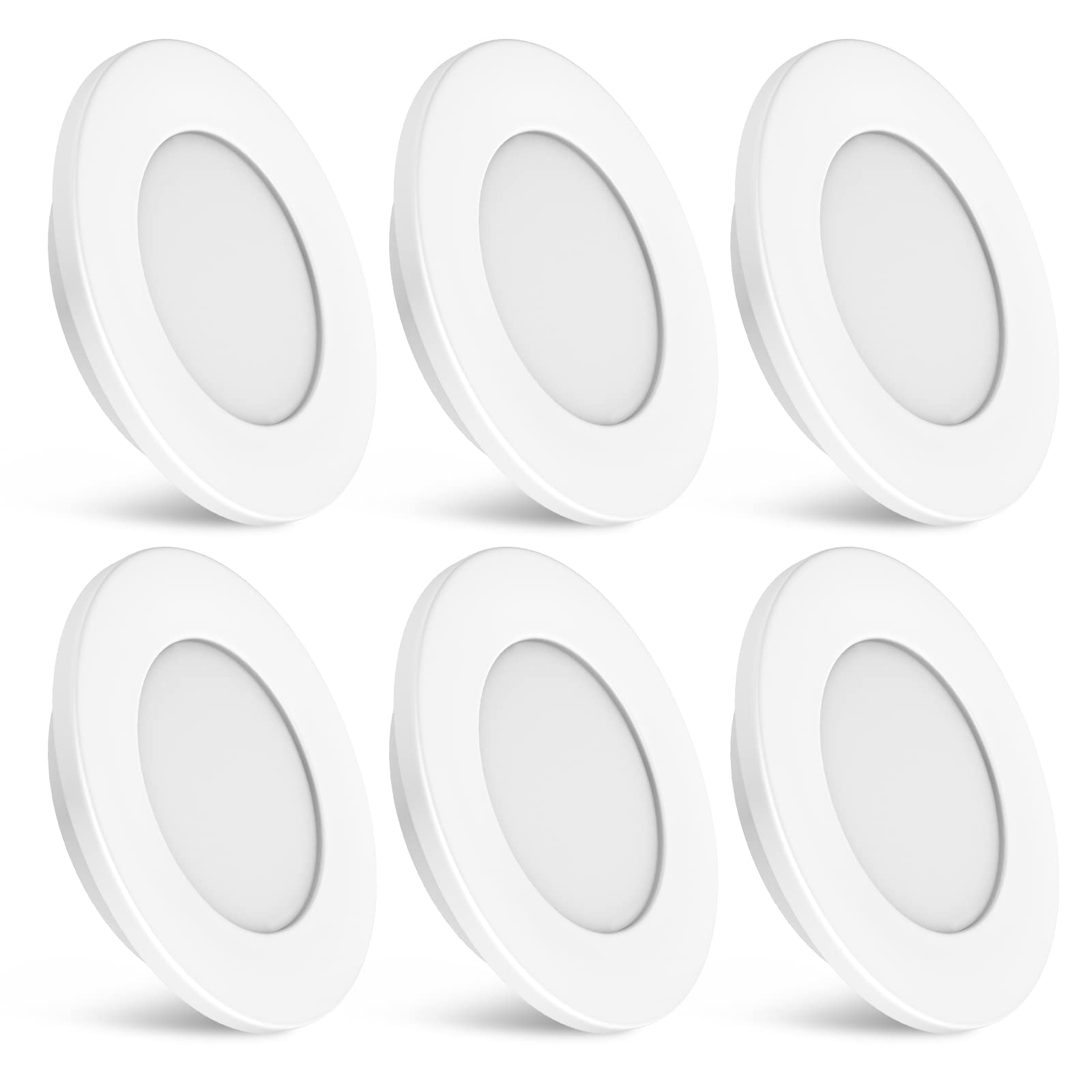 Dream Lighting 12v LED Recessed Puck Light, Cool White, Polycarbonate, Pack of 6, 2.76” for RV Boat Interior Ceiling