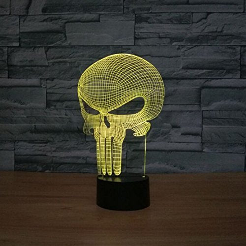 3D Light Punisher Skull 3D Night Light Led Lamp - 7 Color Touch Button Room Decor