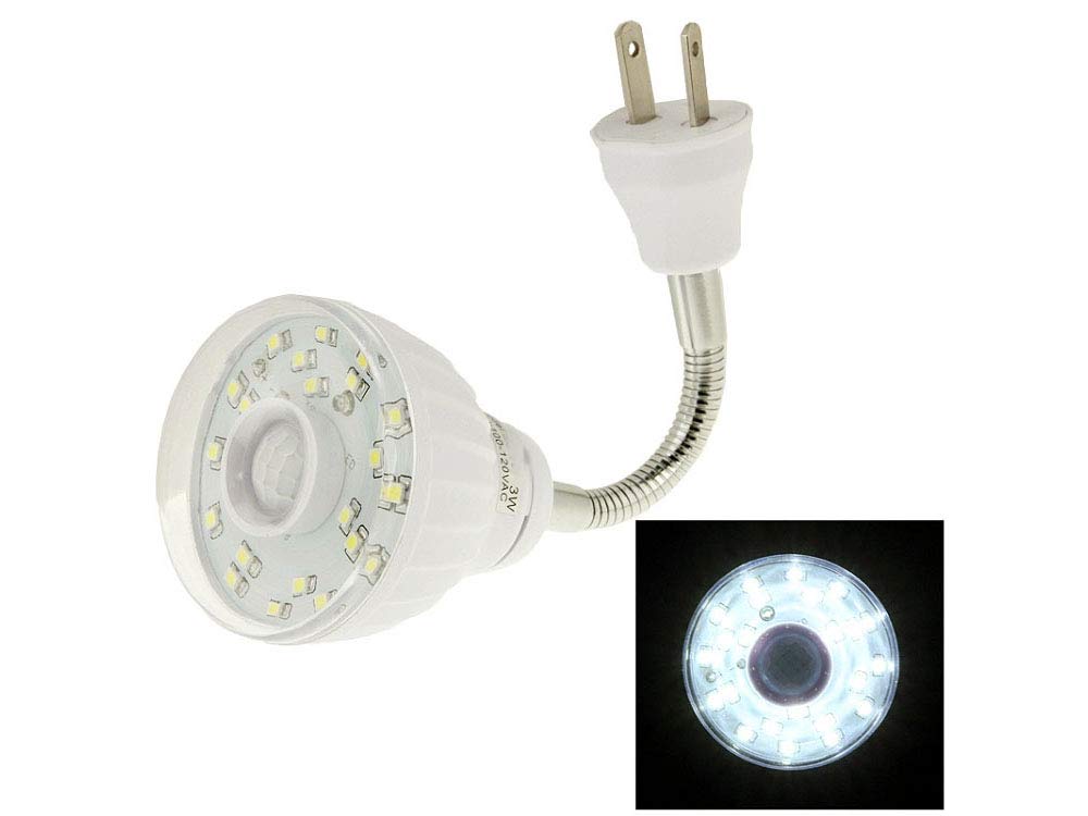 AllAboutAdapters Motion-Activated LED Night Light for AC Outlet Plug-in White