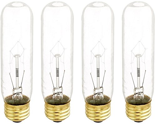 Bulbrite 60-Watt Incandescent T10 Tubular Bulb, Clear, 4 Count, 120V, Model 784160