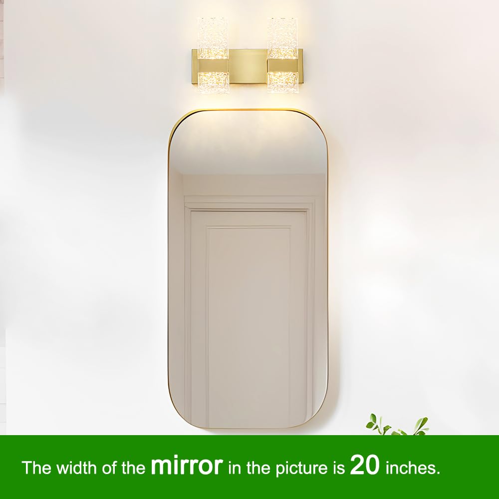 Modern Brushed Gold 4-Lights Bathroom Vanity Light  Eleglant Brass Led Bathroom Light Fixtures Over Mirror  Dimmable Acrylic Shade Wall Lighting Fixtures  Hardwired Wall Light(H9.25In  L13.78In)