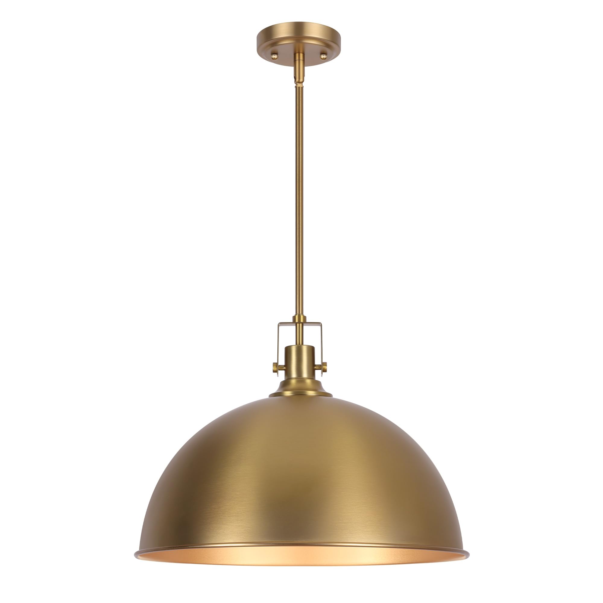 LamQee 18" Brushed Gold Pendant Light, Modern Dome Chandelier for Kitchen, Dining, Bar, Hallway - Model JK5023JIN