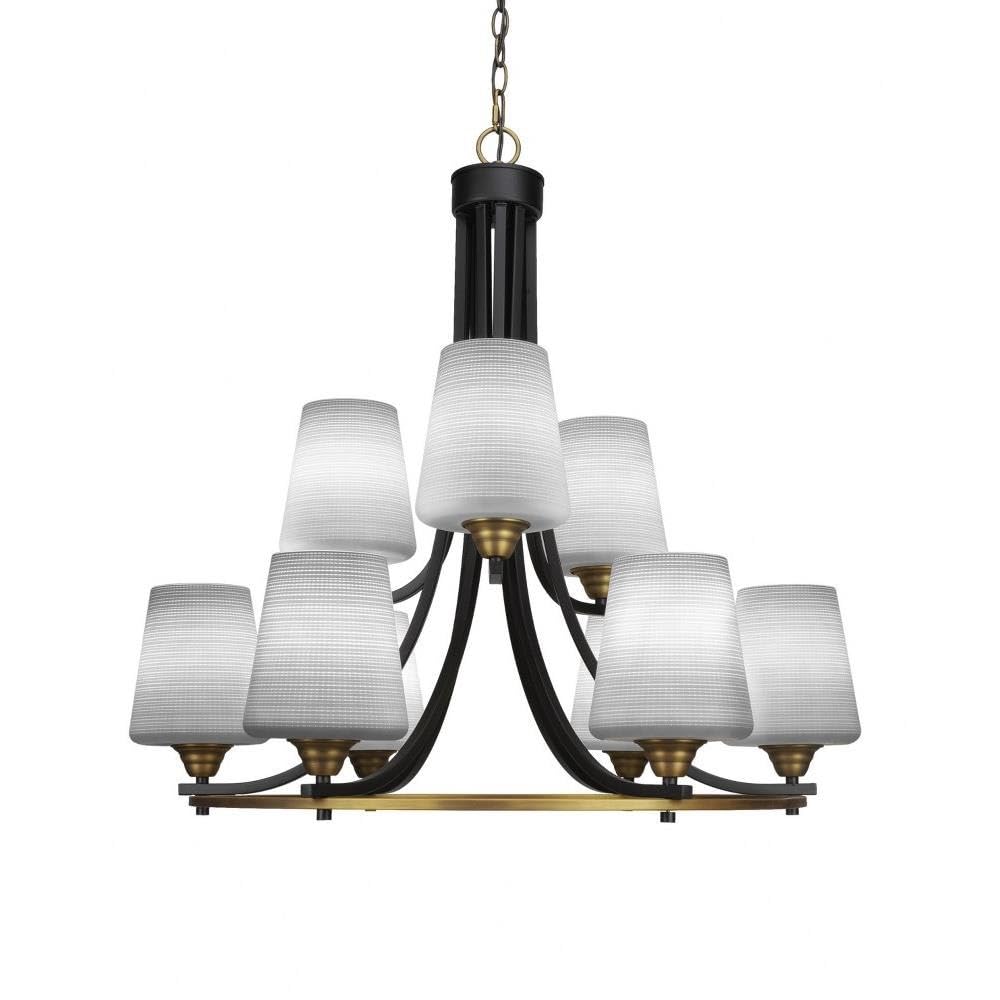 Toltec Lighting Paramount 9 Light Chandelier in Matte Black & Brass (3409-MBBR-4031)