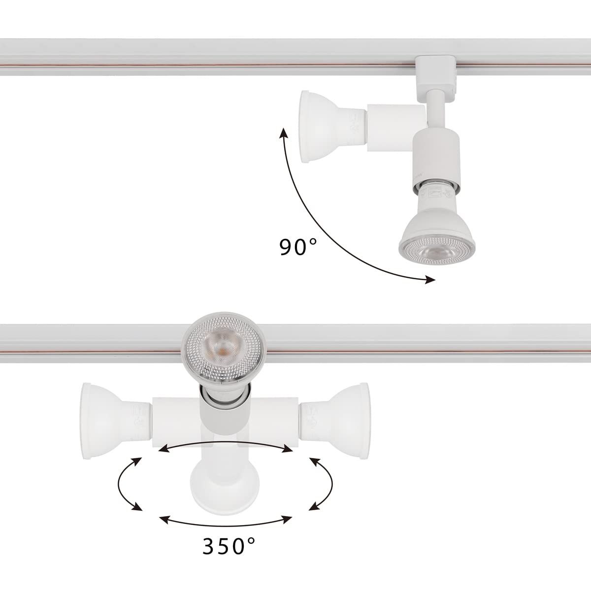 Mirrea J Type Track Lighting Head To E26 Medium Screw Base Adapter Light Direction Adjustable Pack Of 3 (White)
