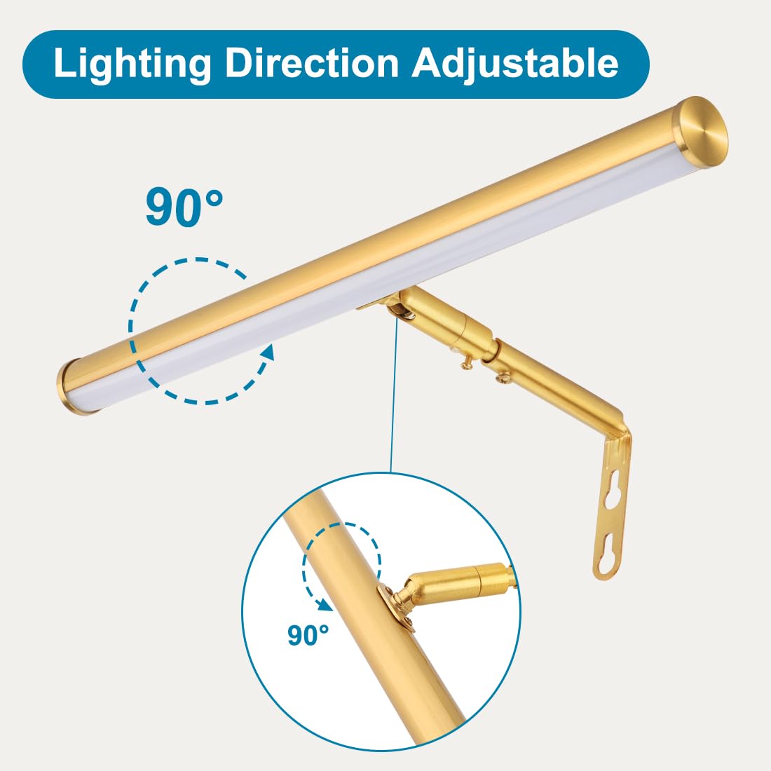 Xbuyee LED Picture Light - 14 Inch, 4W, 3000K Warm White, Gold Finish, Adjustable Art Light, ETL Listed